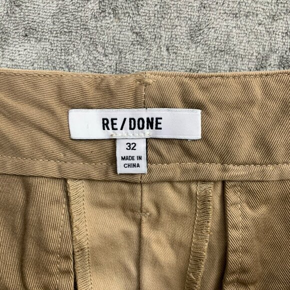 RE/DONE 90s High-Rise Trousers Womens 32 Button Fly Twill Chino Washed Khaki - Picture 9 of 13